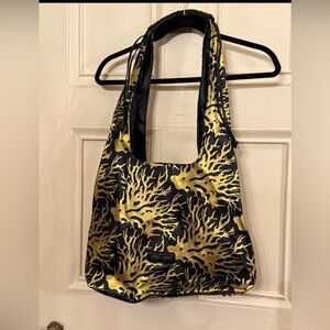 NWOT Sassy Jones large purse handbag black gold coral pattern
